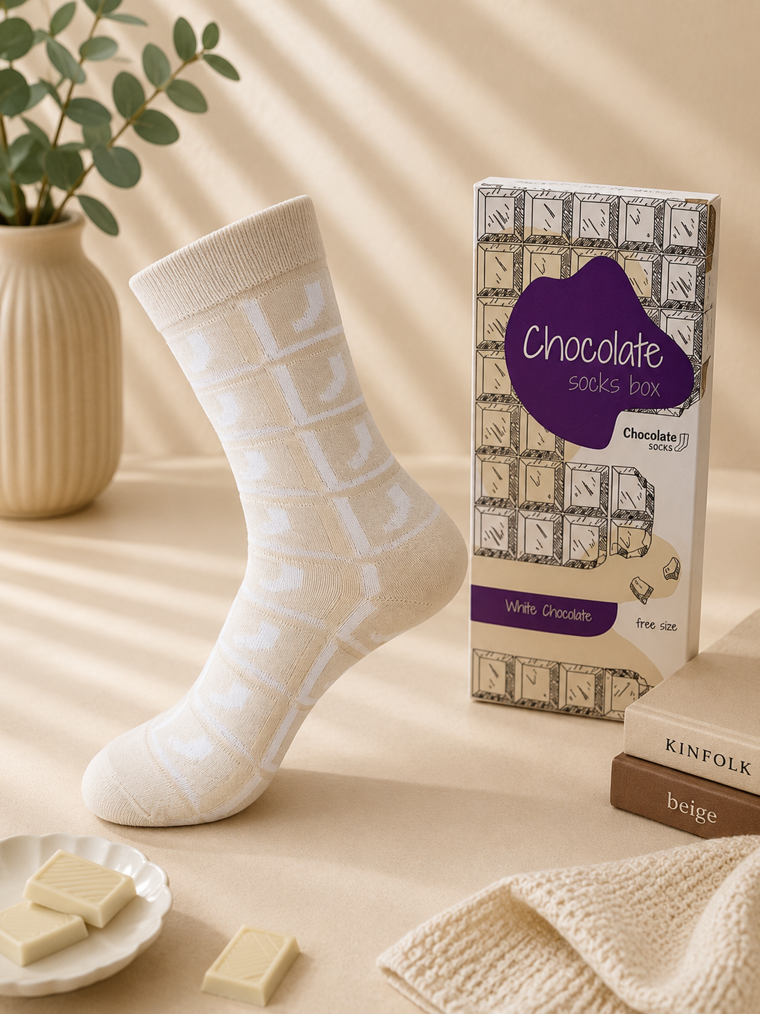 White Chocolate Cotton Socks